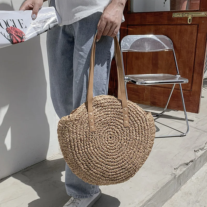 Handwoven Summer Rattan Beach Tote - Large Capacity Women's Straw Bag 7 S96ed364e712549878818476ae9ca87eas