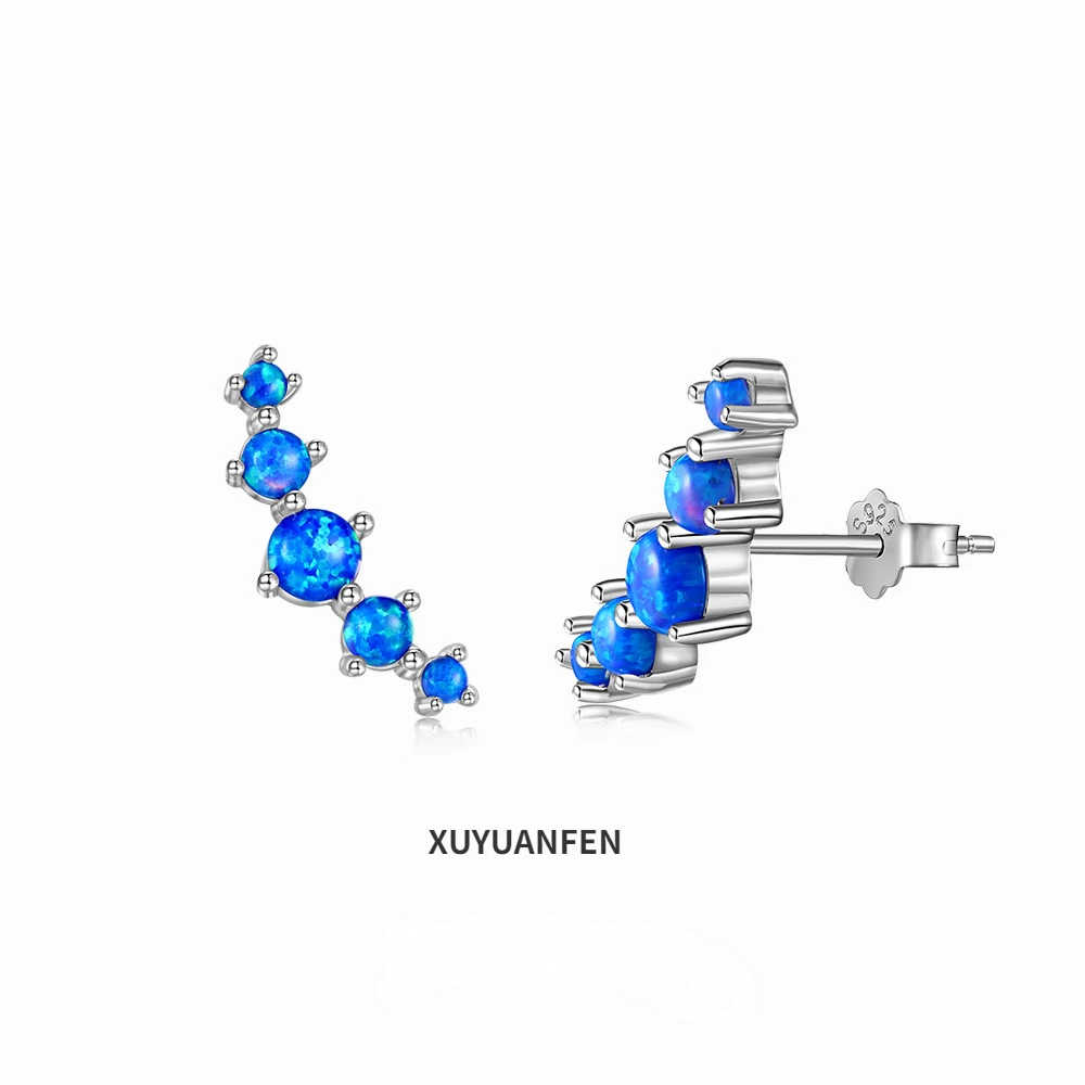 

XUYUANFEN Light Luxury Ins Style S925 Pure Silver Ear Studs for Women, Unique and High End High End Design Blue Australian Gem