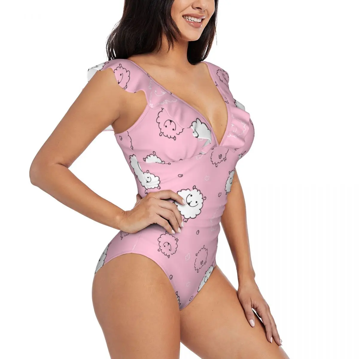 Swimwear Women One Piece Swimsuit Funny Pink Sheep Female Swimming Bikinis Push Up Monokini Sexy Ruffle Bathing Suit
Swimwear Women One Piece Swimsuit Funny Pink Sheep Female Swimming Bikinis Push Up Monokini Sexy Ruffle Bathing Suit