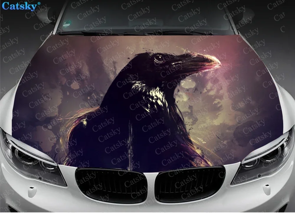 

Animal Crow Print Car Hood Vinyl Stickers Wrap Vinyl Film Engine Cover Decals Sticker Universal Fit Any Car