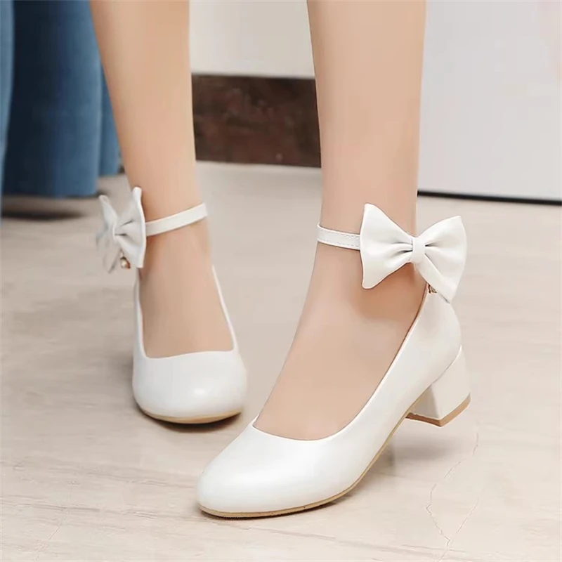 

New Girls Dress Shoes Princess White Children Leather Shoes Student Performance Black High Heels Baby Toddler Kids Moccasins 5A