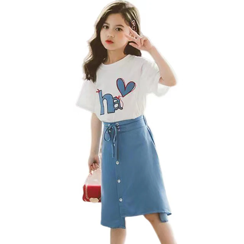 Kids Summer Clothing Suit For Girls White T Shirt Irregular Skirt 2PCS Outfits Teenage Children Fashion Clothes Girls 3-14 Year
Kids Summer Clothing Suit For Girls White T Shirt Irregular Skirt 2PCS Outfits Teenage Children Fashion Clothes Girls 3-14 Year