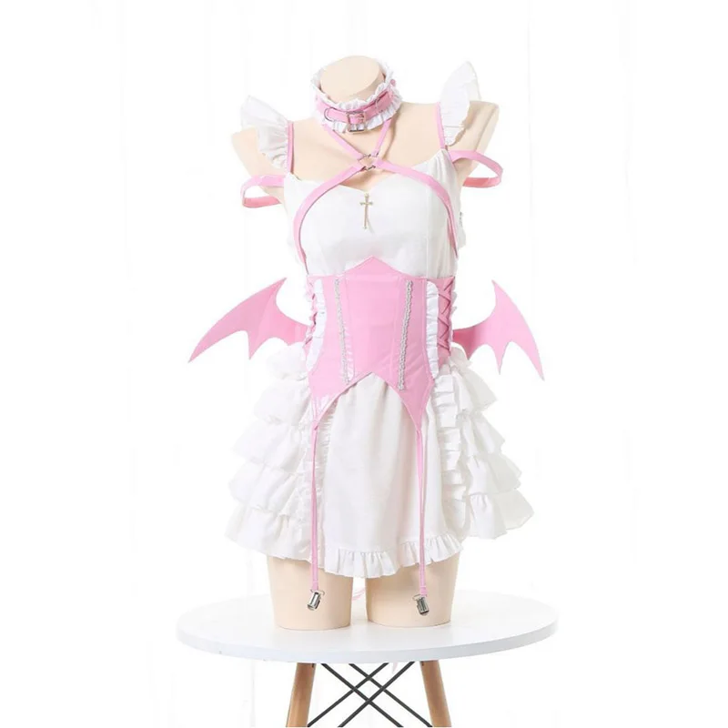 

Japanese Anime Lolita Dress Women Halloween Devil Maid Unifrom Cosplay Costumes Sexy Backless Ruffles Fairy Party Mini Dresses