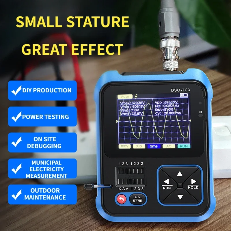 DSO-TC3 Digital Oscilloscope Transistor Tester 3-in-1 Functional Signal Generator, Multifunctional Electronic Component Tester
DSO-TC3 Digital Oscilloscope Transistor Tester 3-in-1 Functional Signal Generator, Multifunctional Electronic Component Tester