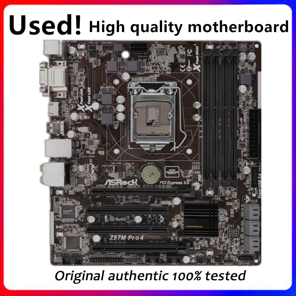 

For ASRock Z87M Pro4 Desktop Motherboard Z87 Z87M LGA 1150 For Core i7 i5 i3 DDR3 SATA3 USB3.0 Original Used Mainboard