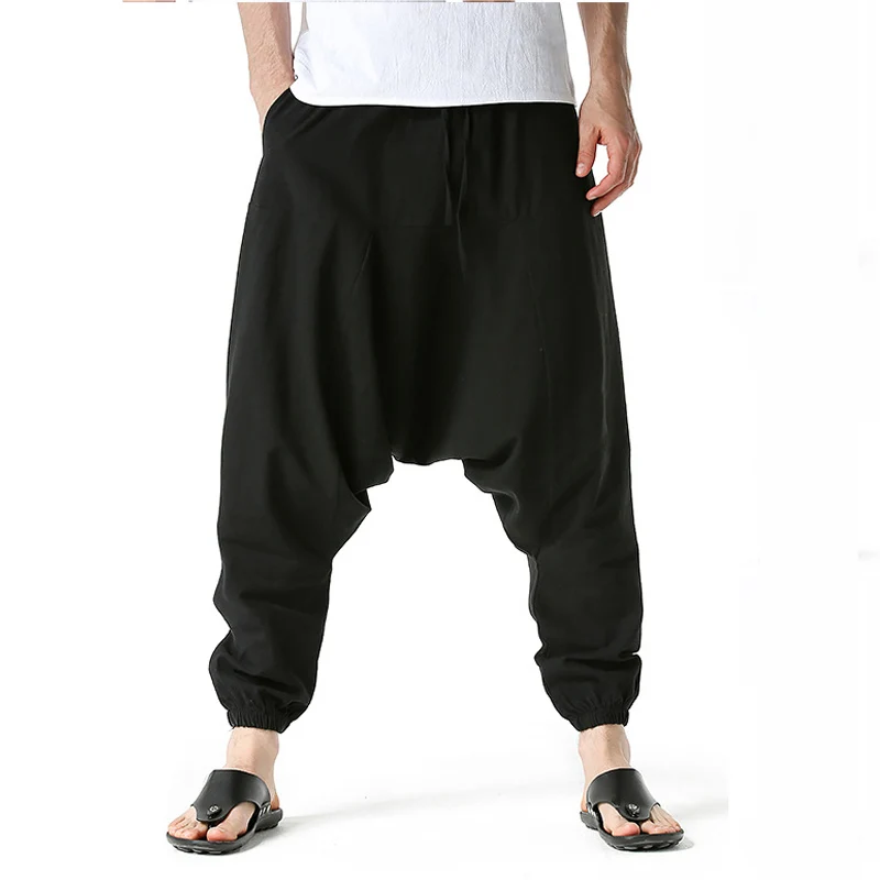 

2024 New Men Hip Hop Harem Pants Casual Loose Crotch Trouser Unisex Streetwear Sweatpants