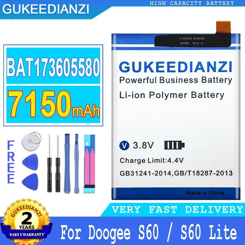 GUKEEDIANZI Battery for Doogee S60 / S60 Lite, Big Power Battery, 7150mAh, BAT17M15580, S60Lite
GUKEEDIANZI Battery for Doogee S60 / S60 Lite, Big Power Battery, 7150mAh, BAT17M15580, S60Lite