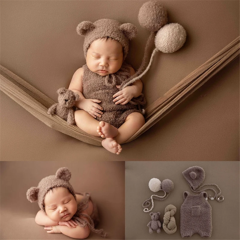 

Newborn Baby Photography Props Background Blanket Bear Doll Balloon Wrap Theme Set Fotografia Photoshoot Studio Shoot Photo Prop