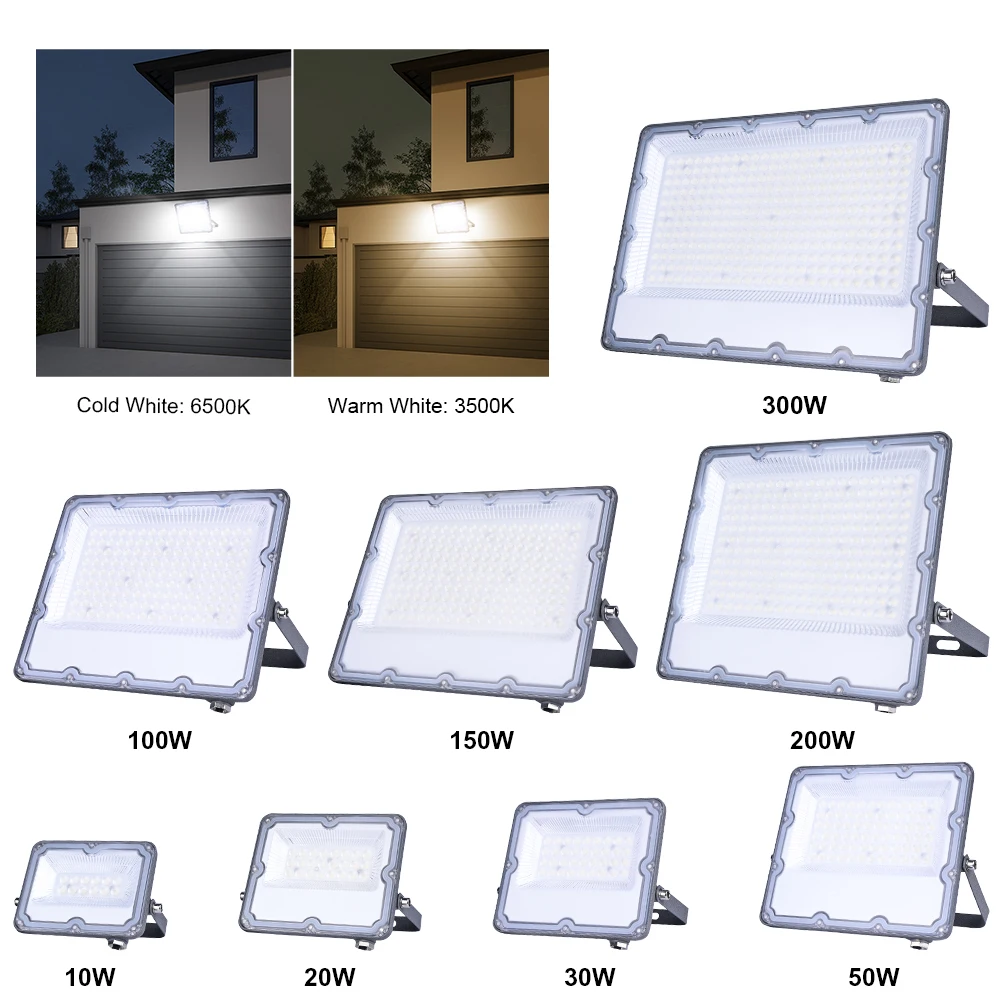 

LED Flood Light AC 220V 100W 200W 300W 10W 20W 30W 50W 100W IP66 Waterproof LED Spotlight Garden Street Gate Wall Floodlights