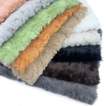 Embossed Microfiber 100% Polyester Fabric Rabbit Faux Fur Fleece Fabric For Cotton Doll Hair Plush Toy 25x45cm