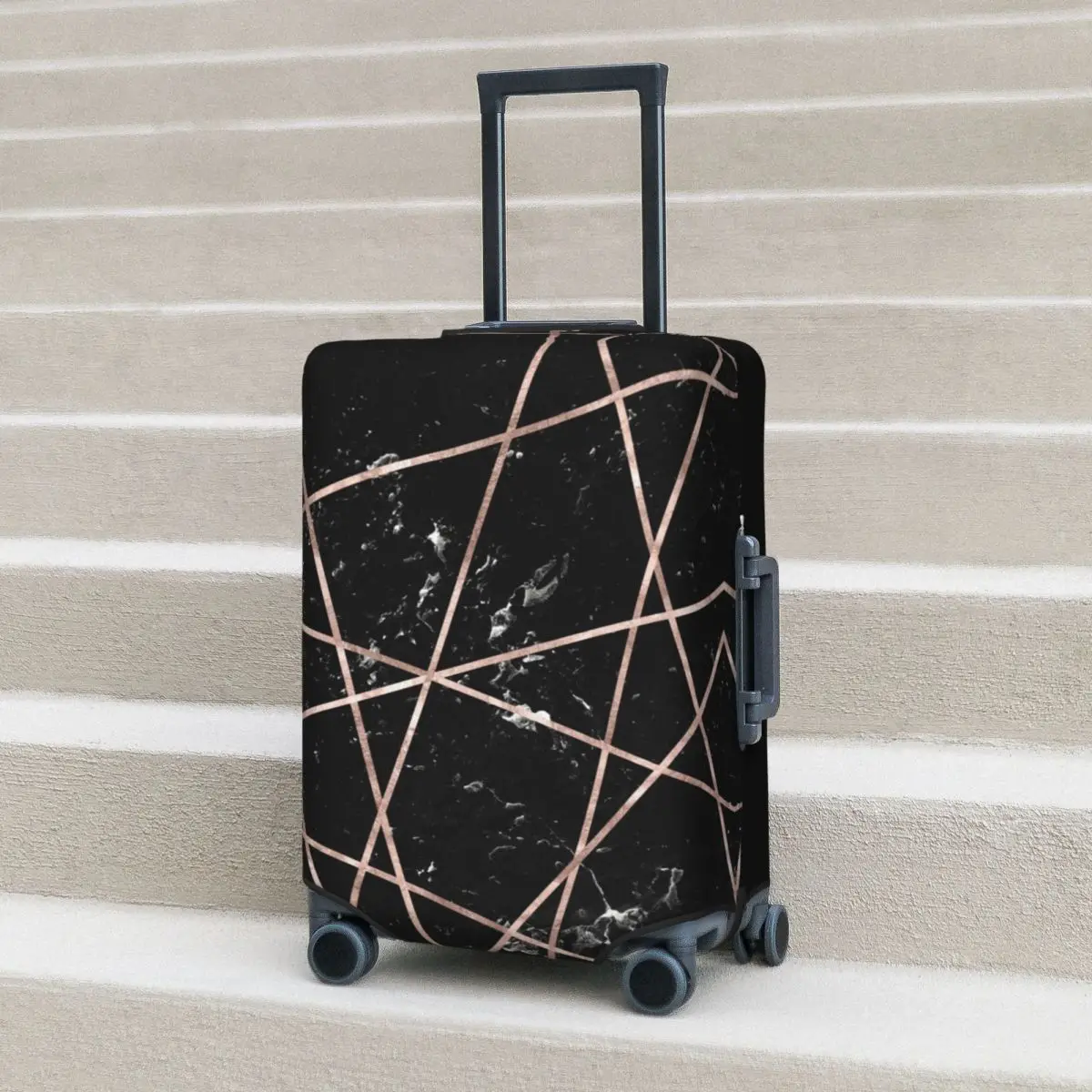

Glitter Marble Suitcase Cover Triangles Geometric Lines Vacation Business Useful Luggage Supplies Protector
