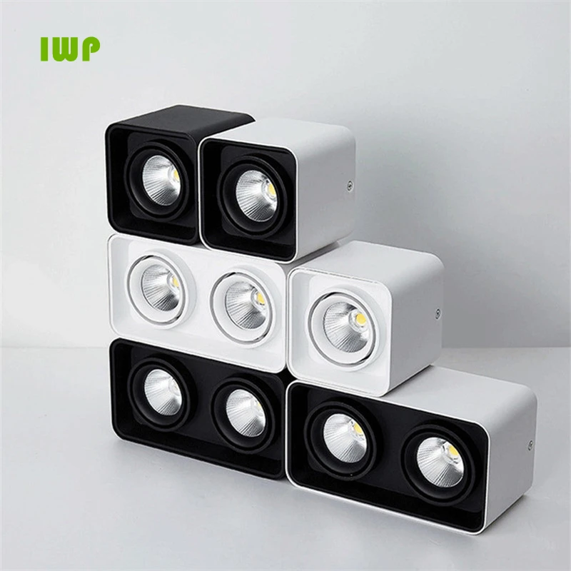 

Square Surface Mounted Dimmable Super bright LED Downlights 10W 15W 20W 30W AC110-220V COB LED Ceiling Lamp Spot Lights LED Lamp