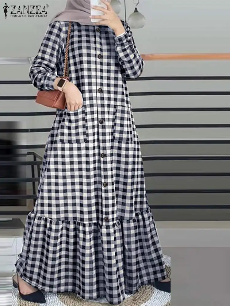 ZANZEA Turkey Abaya Women's Dresses 2023 Autumn Checked Sundress Muslim Long Dress Robe Femme Casual Long Sleeve Vestido IsIamic
ZANZEA Turkey Abaya Women's Dresses 2023 Autumn Checked Sundress Muslim Long Dress Robe Femme Casual Long Sleeve Vestido IsIamic