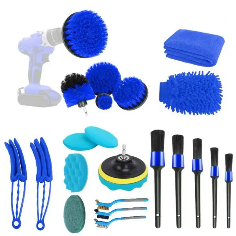 

Car Cleaning Tools Kit 22pcs Auto Detailing Brush Set Drill Scrubber Brush Kit Car Cleaning Supplies For Cleaning Wheels