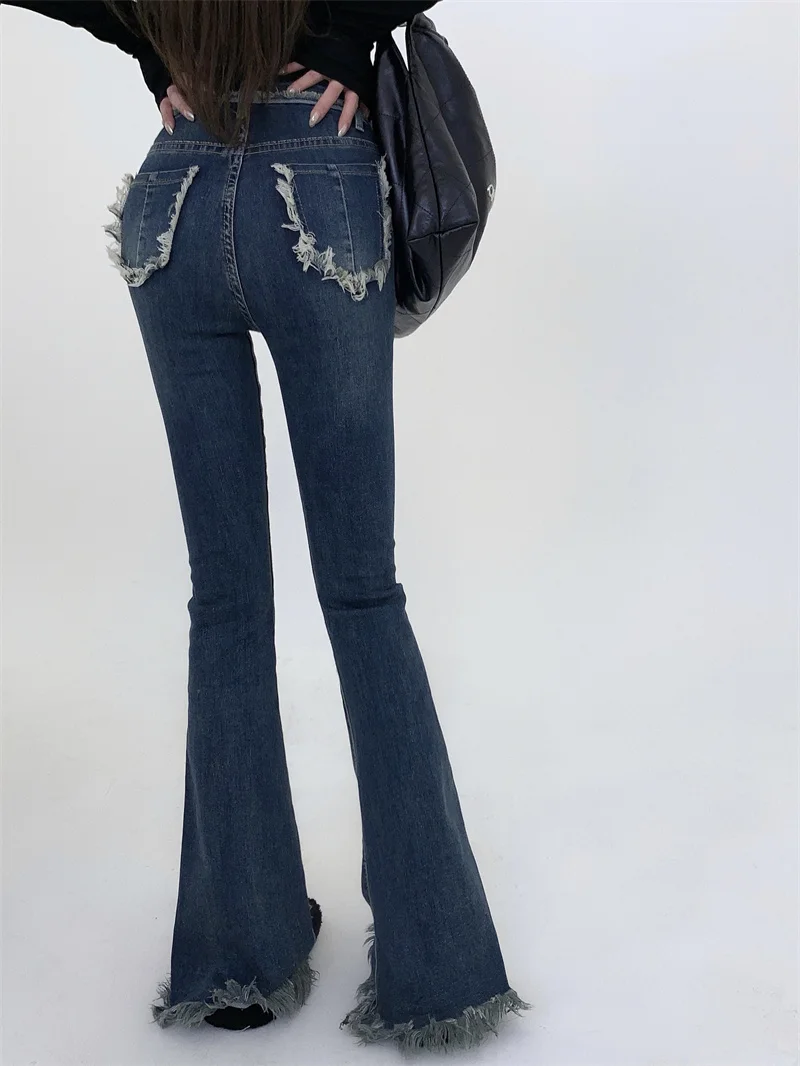 

Women's Bootcut Flare Denin Jeans Raw Hem 2024,Stretch High Waisted Jean Bell Bottom,Curvy Strtchy korean y2k clothing sexy slim