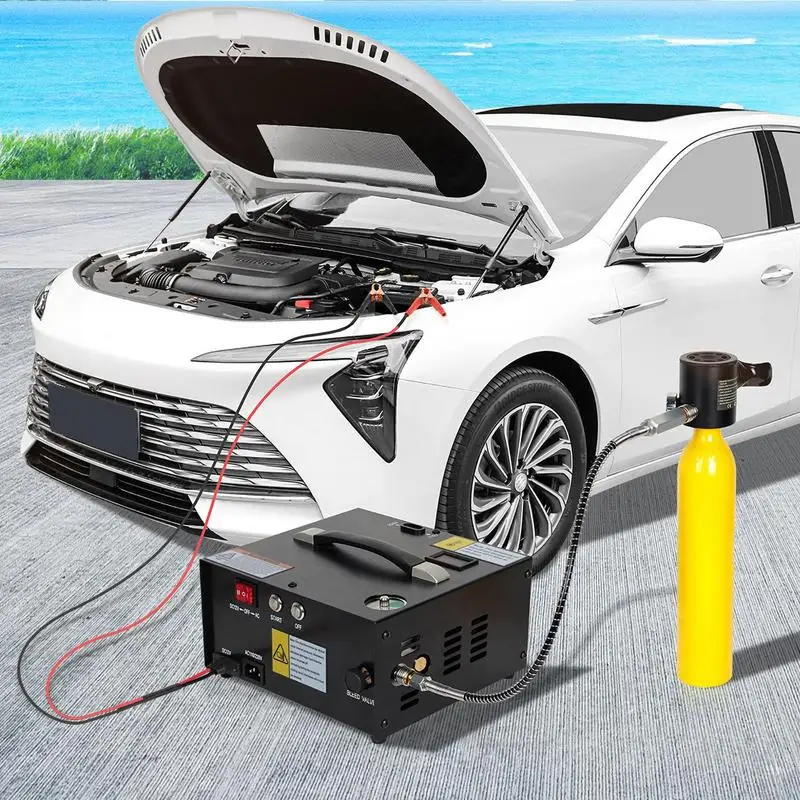 

Car PCP Air Compressor With Adapter 4500Psi/30Mpa 320bars Automatic Tire Air Pump 12V Electric Automatic Shut-off Tire Inflator