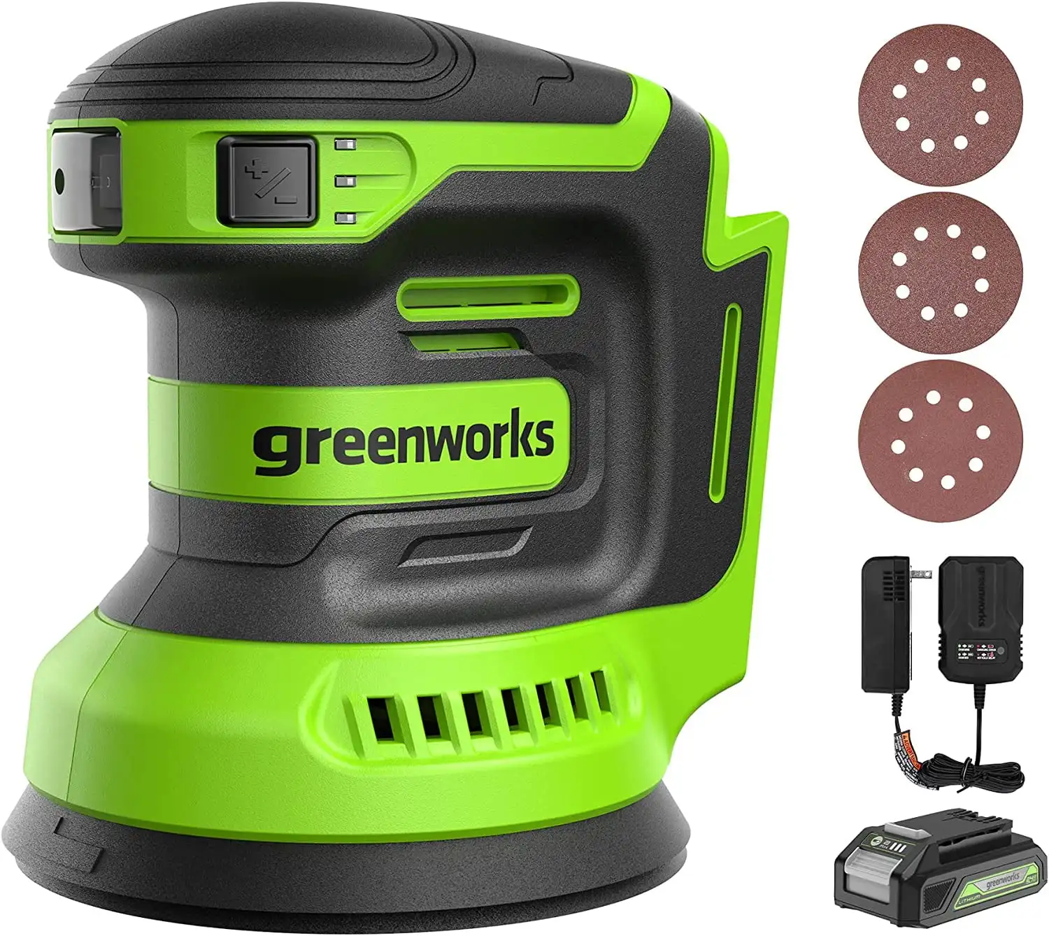 24V 5" Cordless Orbital Sander Kit with 2Ah Battery ,High efficiency motor delivers 5,000-11,000 Orbits Per Minute (OPM) speed
24V 5" Cordless Orbital Sander Kit with 2Ah Battery ,High efficiency motor delivers 5,000-11,000 Orbits Per Minute (OPM) speed