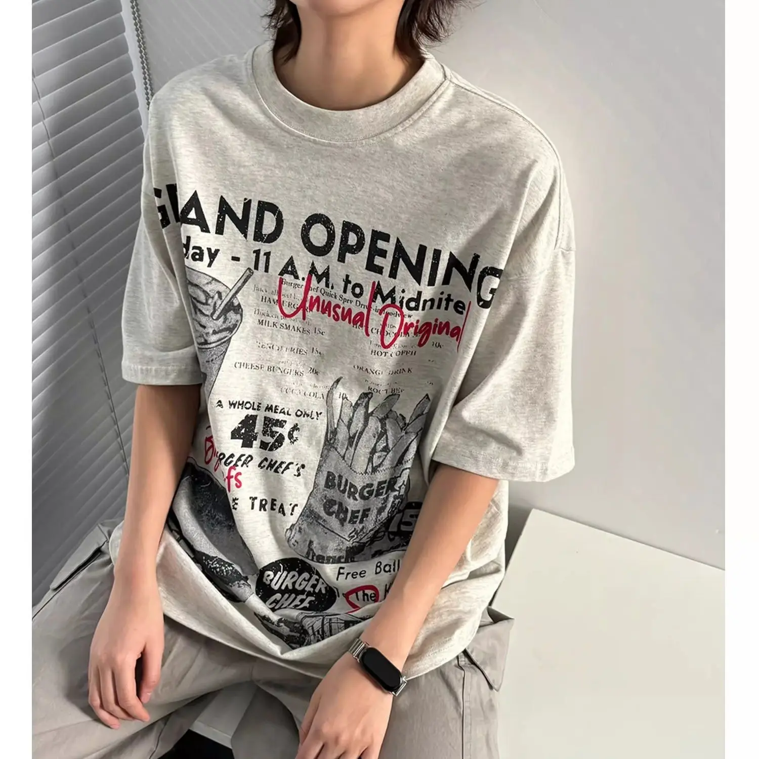 American retro niche French fries burger printed short-sleeved T-shirt women summer trend Korean casual versatile Harajuku top
American retro niche French fries burger printed short-sleeved T-shirt women summer trend Korean casual versatile Harajuku top