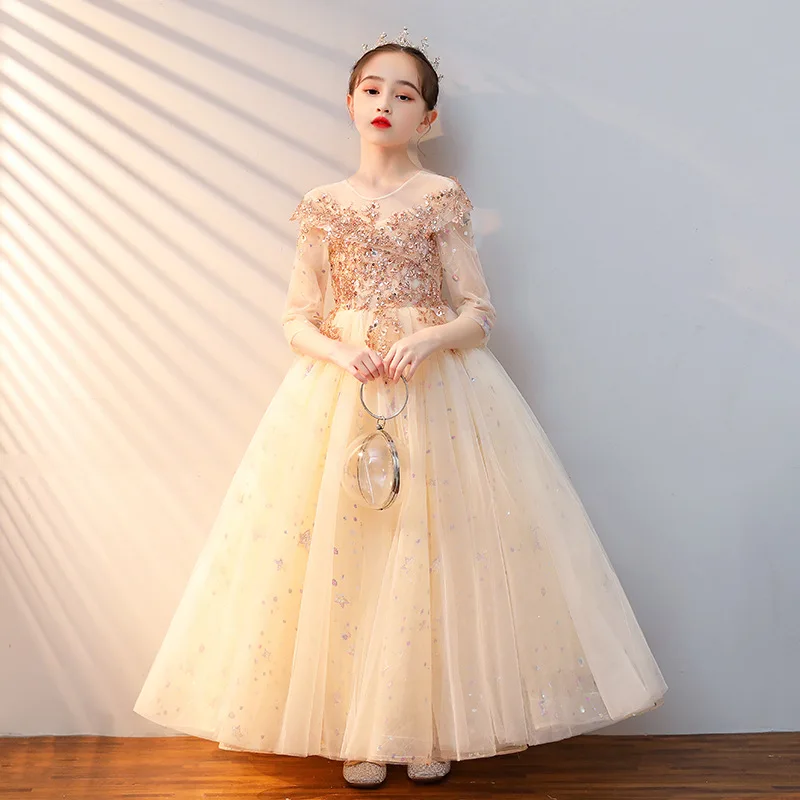Champagne Ball Gown Flower Girl Dress Beading Sequin Lace Children First Communion Dress Birthday Princess Wedding Party Vestido
Champagne Ball Gown Flower Girl Dress Beading Sequin Lace Children First Communion Dress Birthday Princess Wedding Party Vestido