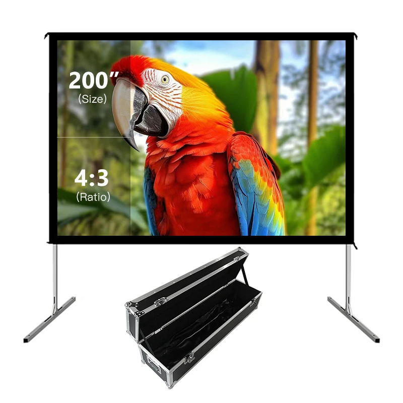 

Cheap 200 Inch Fast Fold Projector Screen 4:3 4K Outdoor Decor Portable Projector Screen With Stand