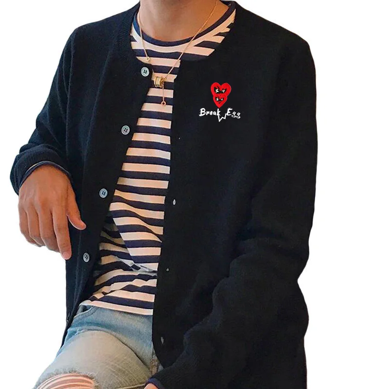 Break Egg Women Cardigan Double Fold Heart Glasses Embroidery Letter Print O-Neck Cotton Single Breasted Fit Lady Casual Sweater
Break Egg Women Cardigan Double Fold Heart Glasses Embroidery Letter Print O-Neck Cotton Single Breasted Fit Lady Casual Sweater