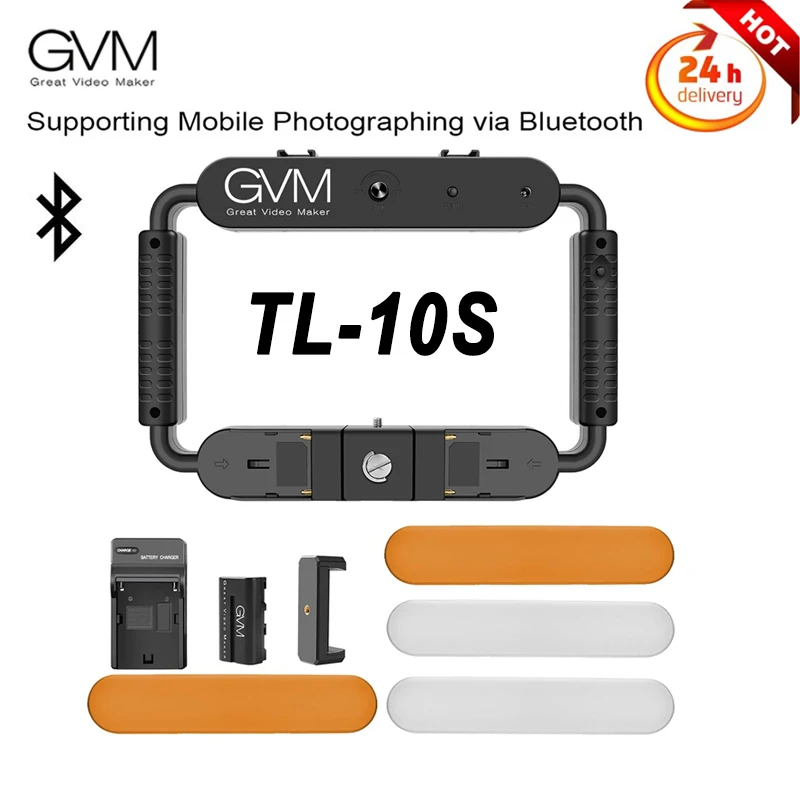 

GVM TL-10S 10W Smartphone Video Rig with Light Handheld Cell Phone LED Ring Light Selfie Light with Stabilizer Bracket Vlog Grip