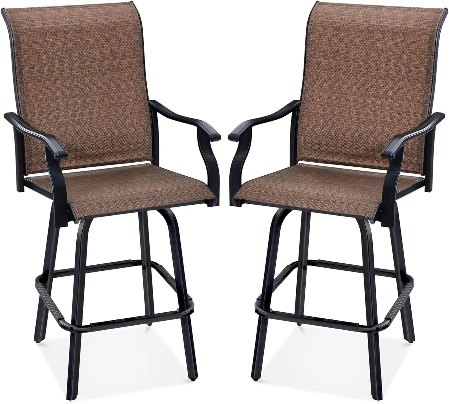 

Набор из 2 предметов, уличные стулья высотой бара, вращающиеся на 360 градусов барные стулья с сеткой для любой погоды, емкость фунтов
