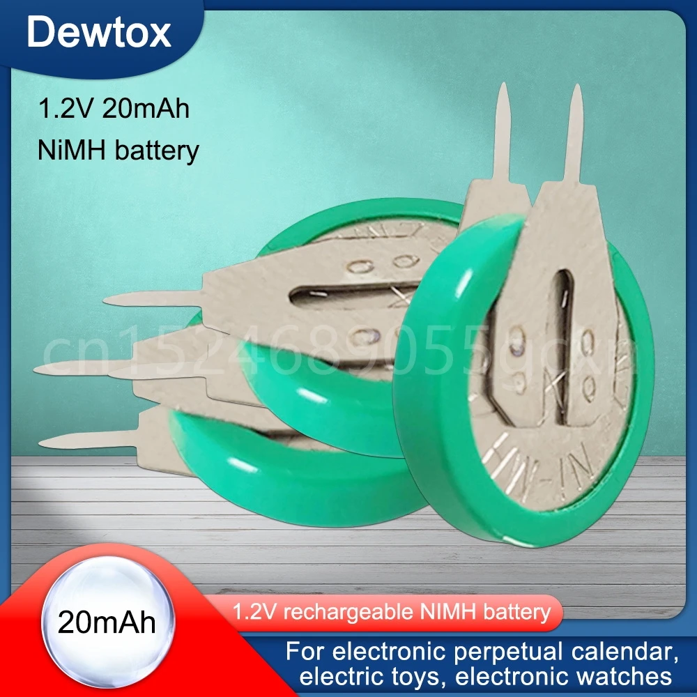 

1,2 в 20 мАч Ni-MH перезаряжаемая батарея, Кнопочная ячейка с паяными штырьками для солнечной энергии, календарь, часы, фотомагнитные электрические игрушки
