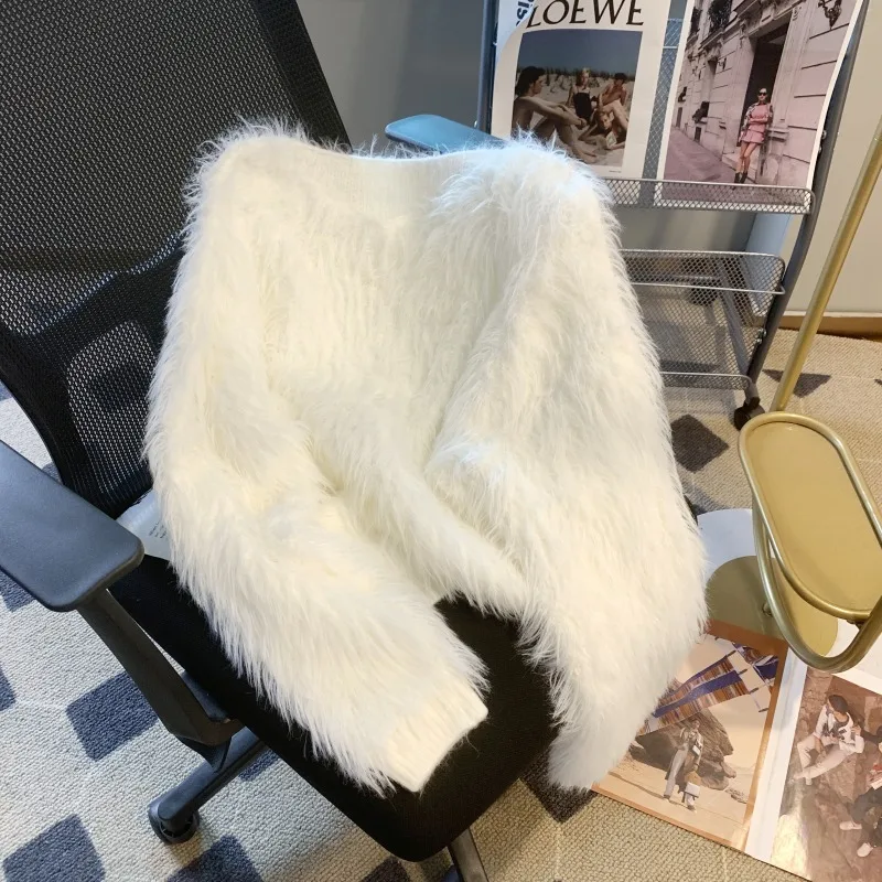 2023 Autumn Winter Cashmere Mink Sweater Thicken Women Luxury Furry O-neck Knitted Pullover Outwear Loose HairyTassel Jumper
2023 Autumn Winter Cashmere Mink Sweater Thicken Women Luxury Furry O-neck Knitted Pullover Outwear Loose HairyTassel Jumper