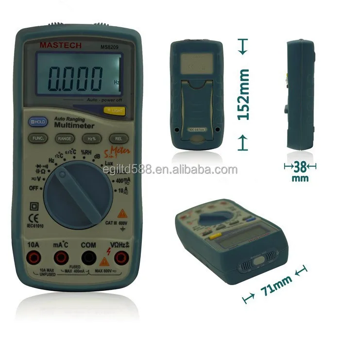 Mastech MS8209 Professional Auto Range Digital Multimeter 5 in 1 Multi-tester Sound Level Light Humidity Temperature Meter
Mastech MS8209 Professional Auto Range Digital Multimeter 5 in 1 Multi-tester Sound Level Light Humidity Temperature Meter