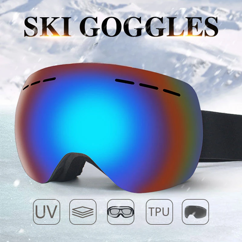 

Fashion Spherical Double Layer Anti-fog HD Large Field of Vision Outdoor Ski Windproof Goggles Can Be Stuck Myopia Glasses