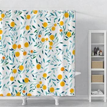 꽃 잎 인쇄 샤워 커튼 방수 욕실 샤워 커튼 후크 폴리 에스테르 직물 목욕 샤워 커튼 장식 상품 이미지