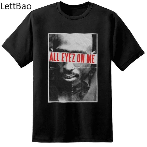Tupac All Eyes On Me Hip-Hop Rap 2Pac Mens Black T-shirt Cool Funny T Shirt Men/Women Breathable Cotton Hipster Tops | Мужская одежда