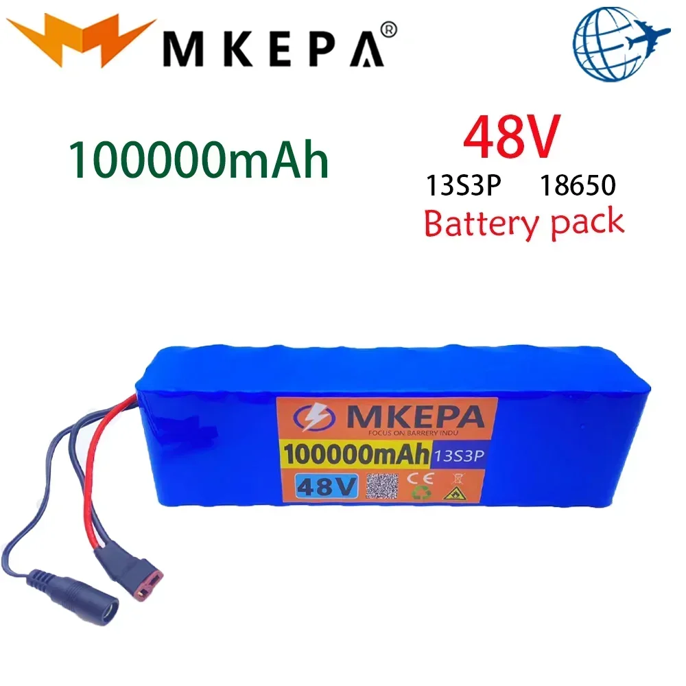 

New 48V 100000mAh 1000w 13S3P XT60 48V lithium-ion battery pack 100Ah, for 54.6V electric bicycles, and scooters