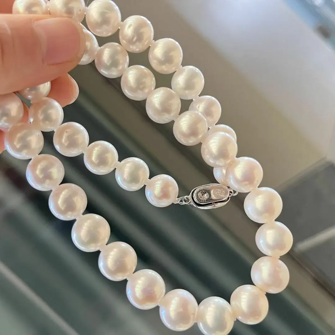 

Gorgeous 10-11mm South Sea Round White Pearl Necklace 18inch 925s