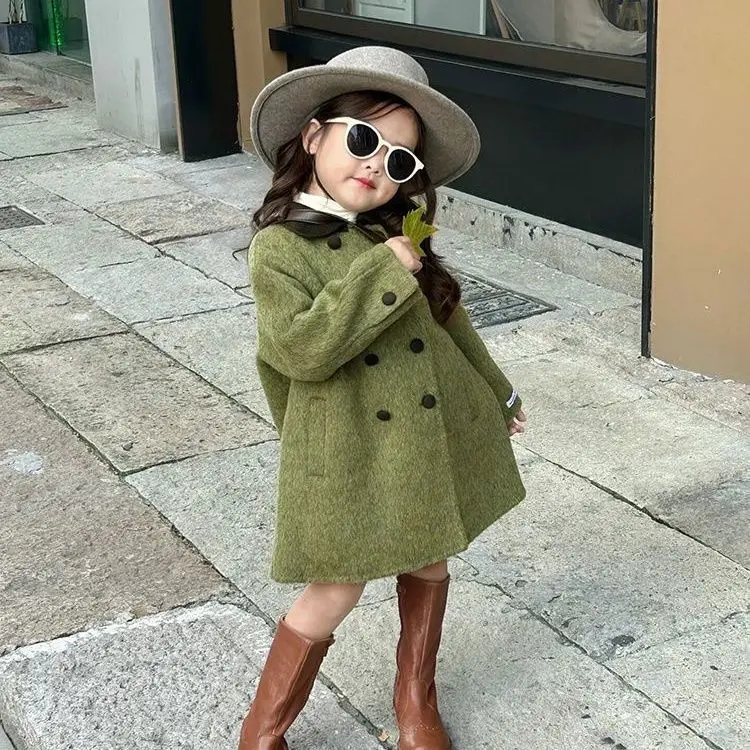 Girls Coat Top Korean Style Childrens Clothing Autumn and Winter Woolen Coat 2023 Female Children Doll Collar Medium Long Top
Girls Coat Top Korean Style Childrens Clothing Autumn and Winter Woolen Coat 2023 Female Children Doll Collar Medium Long Top