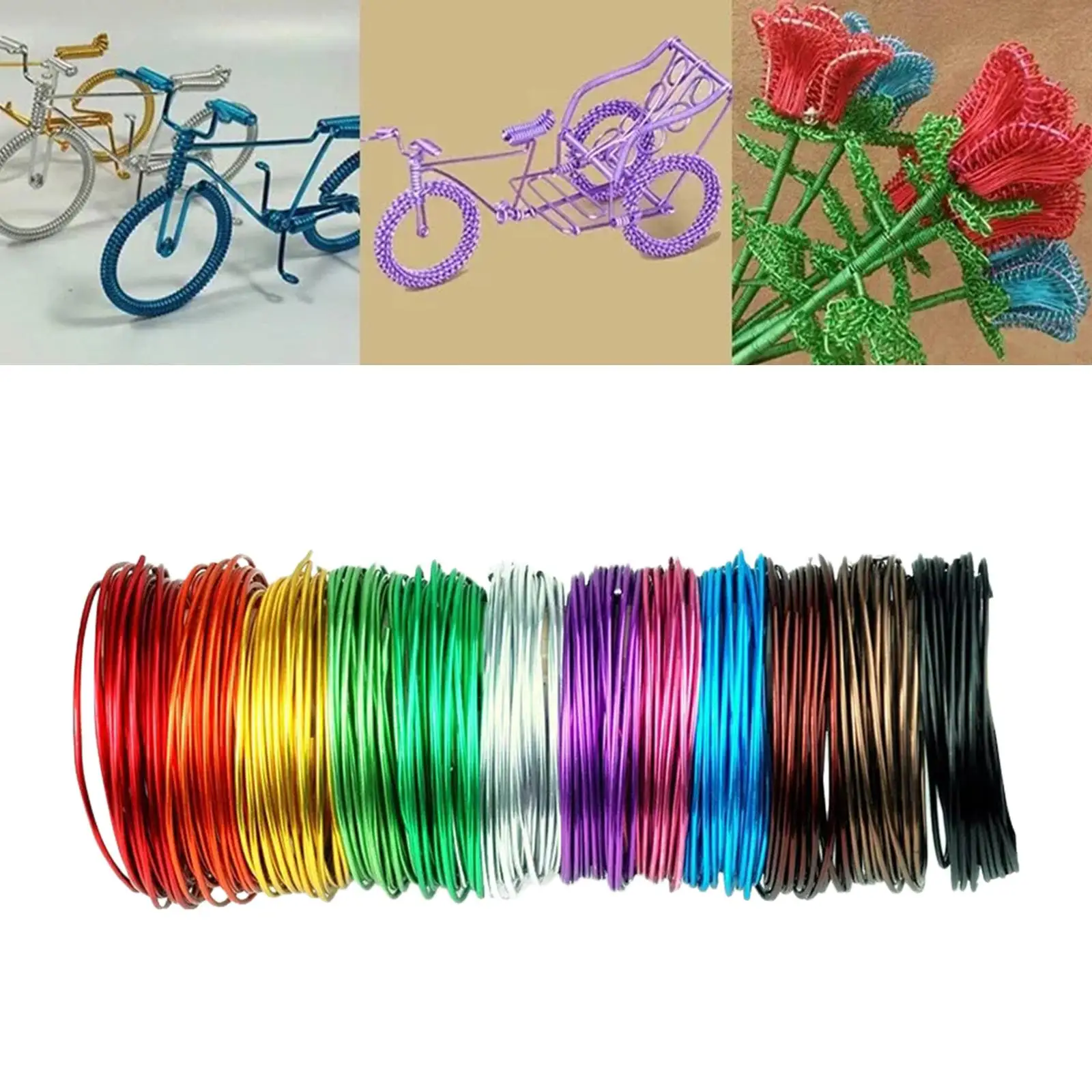 

12x Aluminium Wire Colored Artistic 1mm Craft Cord for DIY Crafts Project Modeling Weaving Doll Armature Wreath Floral Making