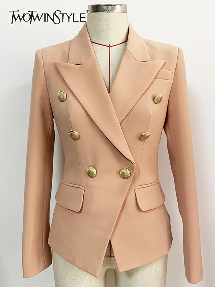 TWOTWINSTYLE Solid Minimalist Blazers For Women Notched Collar Long Sleeve Patchwork Buttons Slimming Blazer Female Fashion 2023 
TWOTWINSTYLE Solid Minimalist Blazers For Women Notched Collar Long Sleeve Patchwork Buttons Slimming Blazer Female Fashion 2023