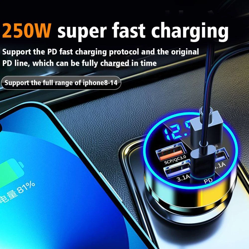 4-Port USB A+USB Car Charger Quick Charge Cigarette Lighter Adapter Fast Charging Phone Charger
4-Port USB A+USB Car Charger Quick Charge Cigarette Lighter Adapter Fast Charging Phone Charger
