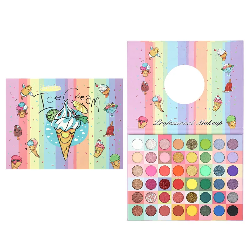 

Highly Pigmented Ice Cream Eyeshadow Palette Colorful 48 Bright Colors Long-lasting Matte Shimmer Glitter Eye Shadow Pallet