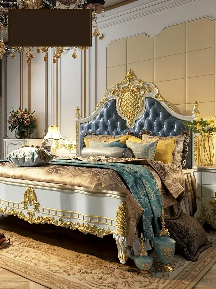 Italian solid wood double leather wedding bed French court luxury princess bed custom made
Italian solid wood double leather wedding bed French court luxury princess bed custom made