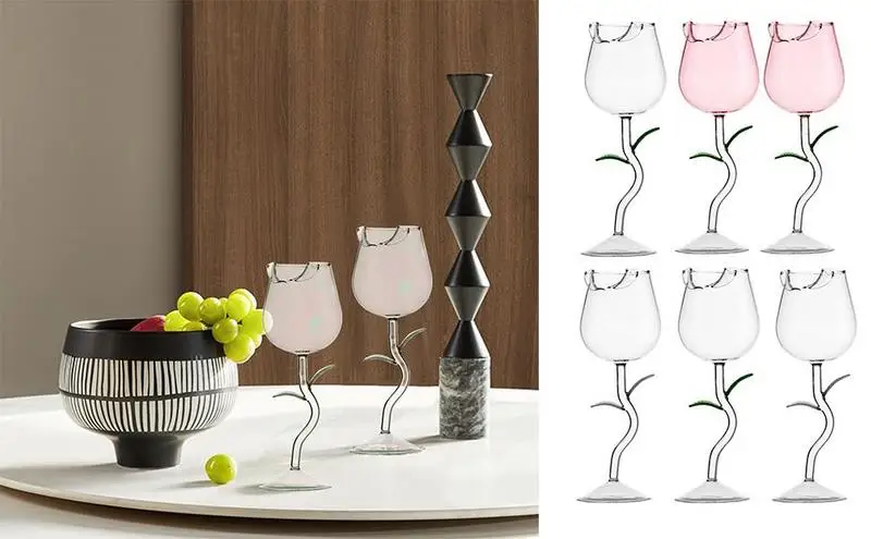 

Розовый бокал для вина, цветок, термостойкие бокалы для шампанского, принадлежности для питья, креативная винная чашка, элегантная чашка для встречи, свадьбы, вечеринки