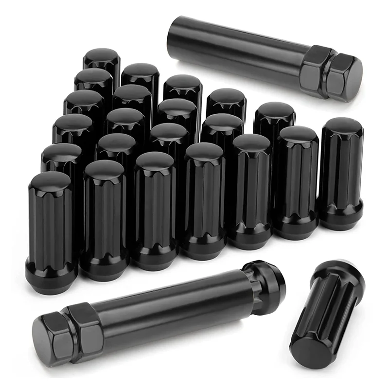 M14X1.5 Wheel Lug Nuts, 24 Pieces 14Mmx1.5 7 Spline Drive Awl Acorn Cone Lug Nuts 2Inch Long Black with 2 Socket Key
M14X1.5 Wheel Lug Nuts, 24 Pieces 14Mmx1.5 7 Spline Drive Awl Acorn Cone Lug Nuts 2Inch Long Black with 2 Socket Key