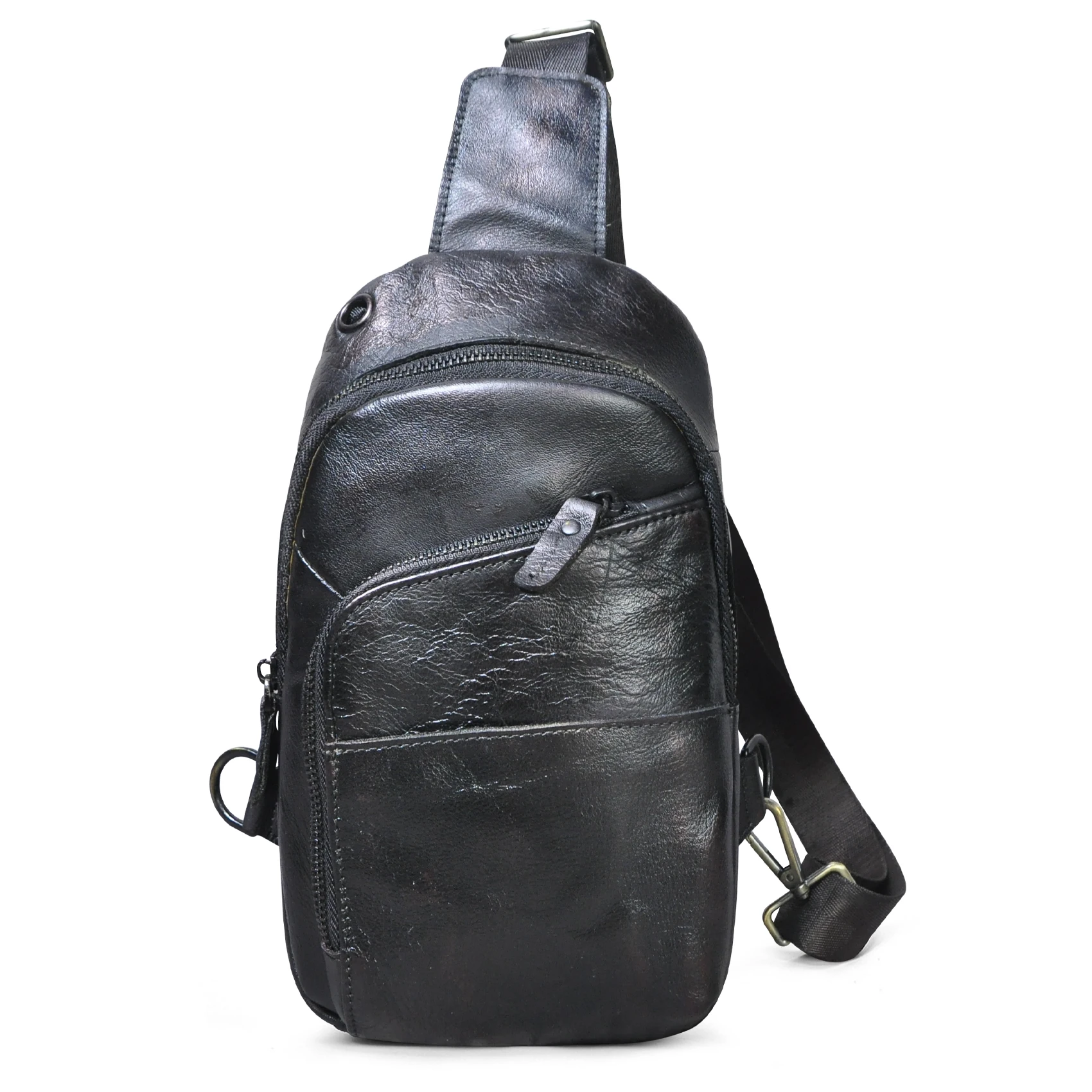 

High Quality Leather Casual Travel Chest Sling Bag Design Vintage One Shoulder Bag Cross-body Bag Day-pack For Male XB8010