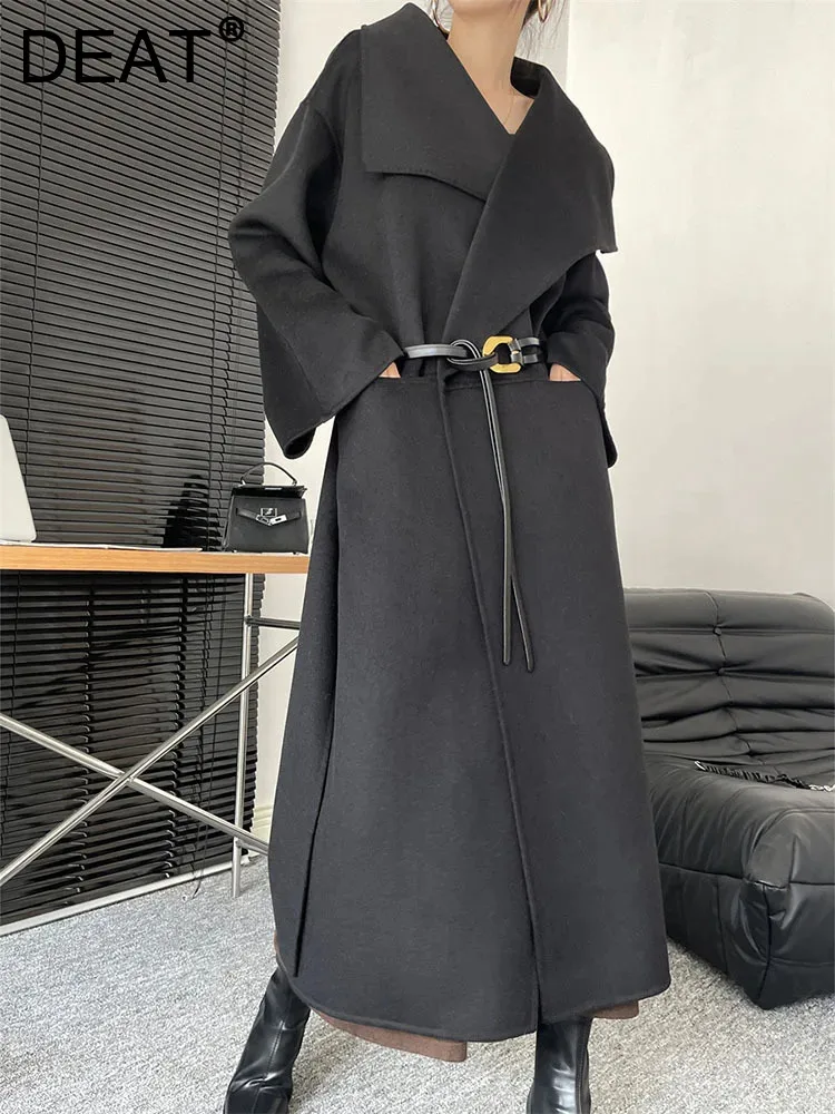 DEAT Fashion Women's Double Sided Woolen Coat Lapel Loose Full Sleeve Solid Color Warm Overcoat Female Winter 2024 New 7AB2925
DEAT Fashion Women's Double Sided Woolen Coat Lapel Loose Full Sleeve Solid Color Warm Overcoat Female Winter 2024 New 7AB2925