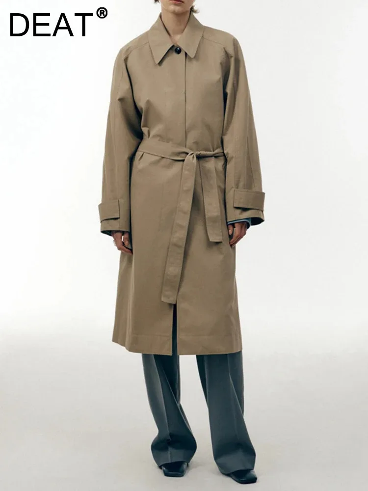 DEAT Fashion Women Trench Coat Belt Lapel Single Breasted Pockets Patchwork Purified Cotton Windbreaker Winter 2024 New 7AB2166 
DEAT Fashion Women Trench Coat Belt Lapel Single Breasted Pockets Patchwork Purified Cotton Windbreaker Winter 2024 New 7AB2166
