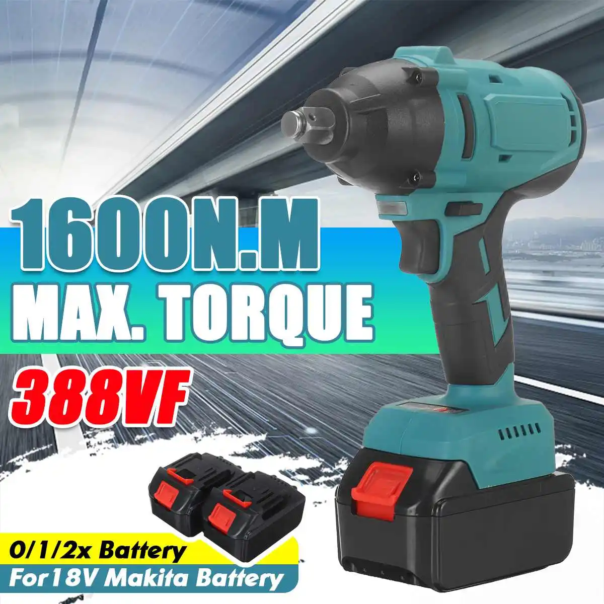 DOERSUPP 1600NM 388vf Brushless Cordless Electric Impact Wrench 1/2 inch Power Tool 22800Amh Li Battery For Makita 18V Battery
DOERSUPP 1600NM 388vf Brushless Cordless Electric Impact Wrench 1/2 inch Power Tool 22800Amh Li Battery For Makita 18V Battery