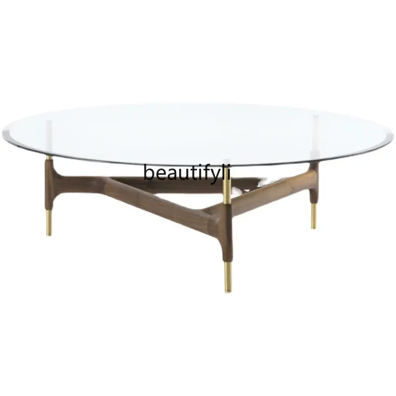 

zq Italian Style round Tempered Glass Side Table Tea Table Combination Modern Light Luxury Living Room Marble Tea Table