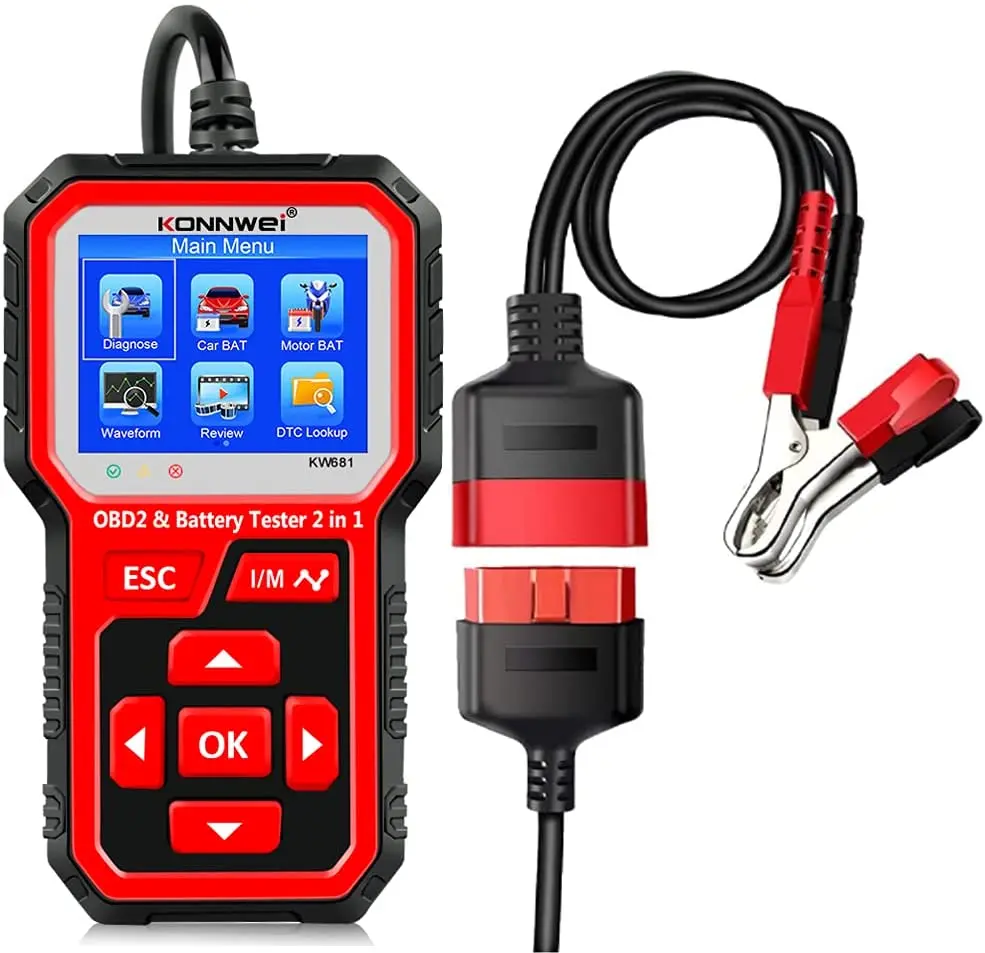 KW681 6V 12V Car Battery Tester 2 in 1 Auto Diagnostic Tool Motorcycle Battery Analyzer For 2000 CCA Car OBD2 Scanner
KW681 6V 12V Car Battery Tester 2 in 1 Auto Diagnostic Tool Motorcycle Battery Analyzer For 2000 CCA Car OBD2 Scanner