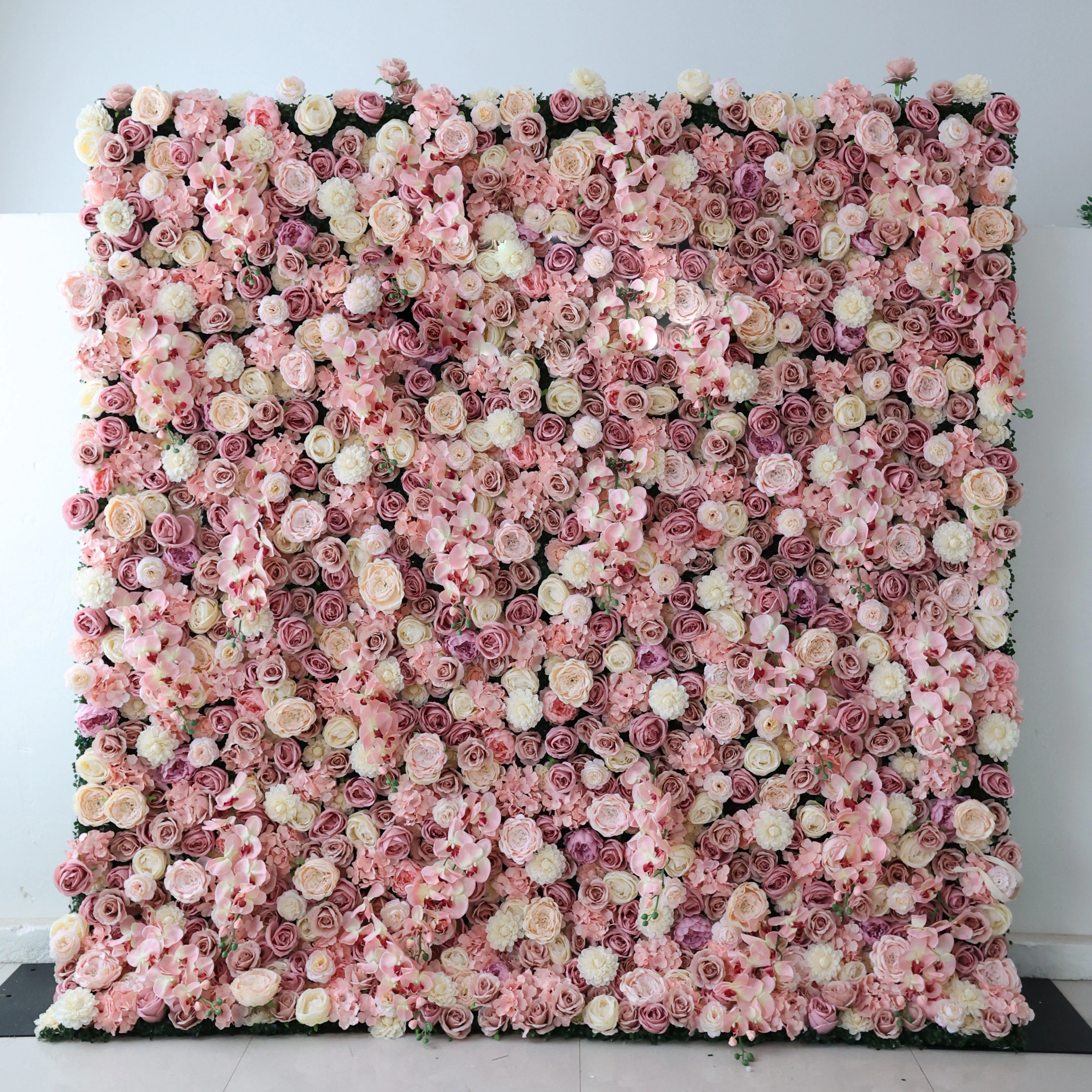 

YL 8ft X 8ft 3D 5D Roll Up Fabric Artificial Silk Rose Flower Wall Wedding Decoration Flower Wall Backdrop Panel